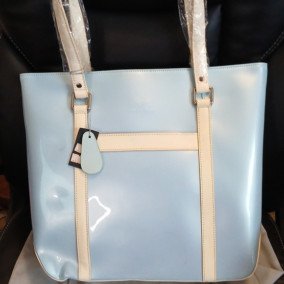 Beijo Light Blue and White Tote Bag - Picture 1 of 5